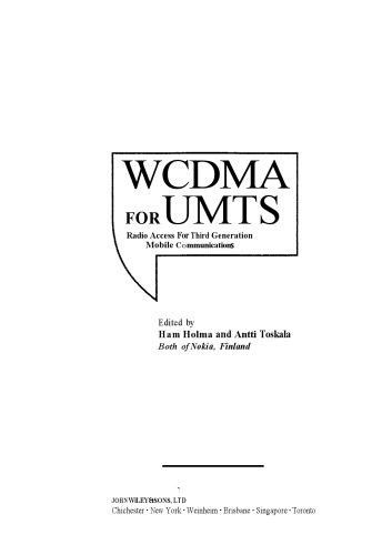 Wcdma For Umts 2nd Edition Dr Harri Holma Dr Antti Toskala