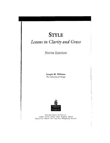 Style Lessons In Clarity And Grace 9th Edition Joseph M Williams