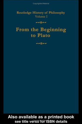Routledge History Of Philosophy Volume I From The Beginning To Plato 1st Edition C C W Taylor