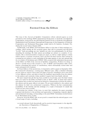 Journal Of Symbolic Computation Volume 32 Issues 16 32 16 Hoon Hong Editor