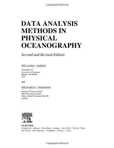 Data Analysis Methods In Physical Oceanography 2nd Edition W J Emery
