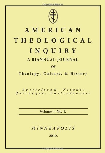 American Theological Inquiry Volume 3 No 1 2010 A Biannual Journal Of Theology Culture History Gannon Murphy