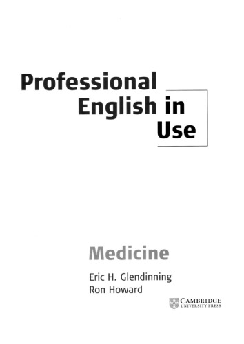 Professional English In Use Medicine Eric Glendinning Ron Howard