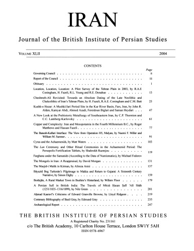 Iran Journal Of The British Institute Of Persian Studies James Allan