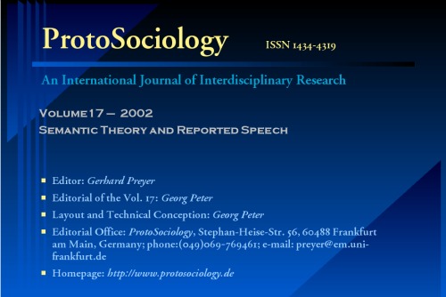 Proto Sociology Vol 17 2002 Semantic Theory And Reported Speech Gerhard Preyer