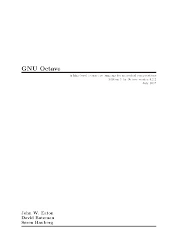 Gnu Octave Manual Version 3 John W Eaton David Bateman Soren Hauberg