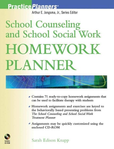 School Counseling And School Social Work Homework Planner Practiceplanners Sarah Edison Knapp