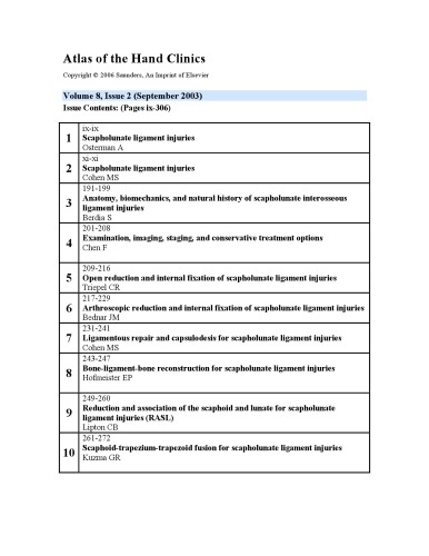 Scapholunate Ligament Injuries An Issue Of Atlas Of The Hand Clinics The Clinics Orthopedics A Lee Osterman