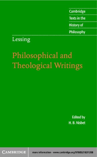 Philosophical And Theological Writings Gotthold Ephraim Lessing