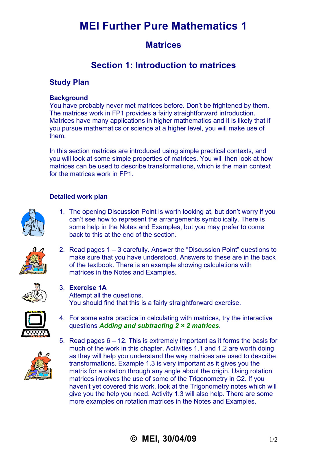 Mei Fp1 Study Resources Further Pure Matrices 14 Catherine Berry