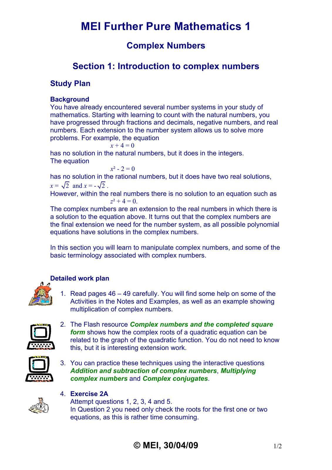 Mei Fp1 Study Resources Complex Numbers 14 Catherine Berry