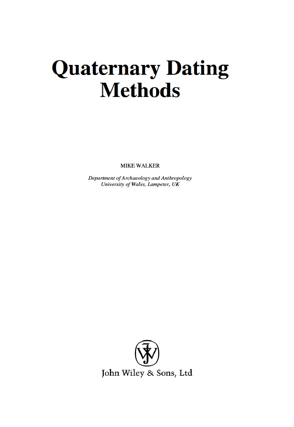 Quarternary Dating Methods