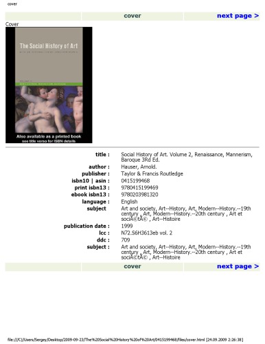 The Social History Of Art Renaissance Mannerism Baroque Social History Of Art Routledge Arnold Hauser