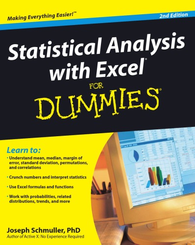 Statistical Analysis With Excel For Dummies Joseph Schmuller