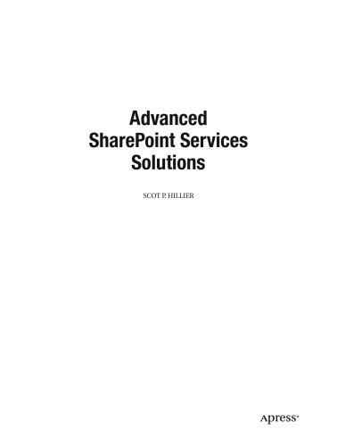 Advanced Sharepoint Services Solutions Scot P Hillier