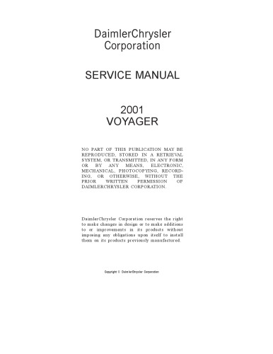 Daimler Chrysler Corporation Service Manual Voyager 2001