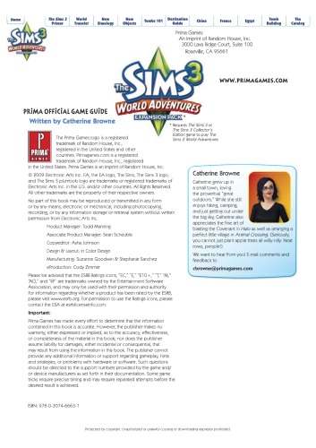 The Sims 3 World Adventures Prima Official Game Guide Prima Official Game Guides Catherine Browne