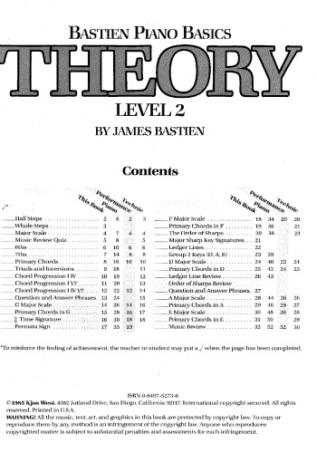 Bastien Piano Basics Theory Level 2 Bastien James