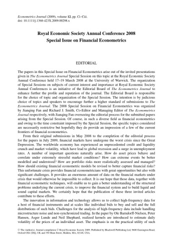 The Econometrics Journal 2009 Vol12 N3 Jianqing Fan And Richard J Smith