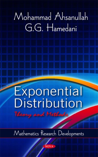 Exponential Distribution Theory And Methods Mathematics Research Developments M Ahsanullah