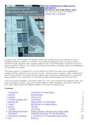 The Architecture Of Open Source Applications Amy Brown And Greg Wilson Eds