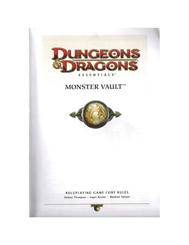 Monster Vault An Essential Dungeons Dragons Kit 4th Edition Dd Rodney Thompson