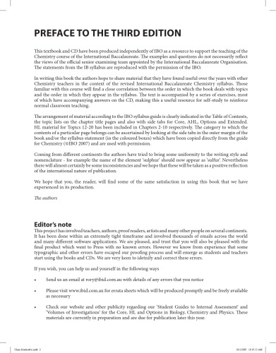 Chemistry For Use With International Baccalaureate 3rd Edition John Green