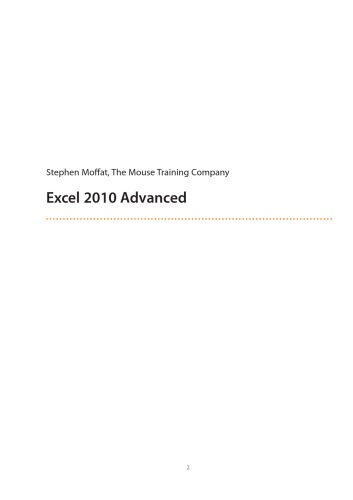 Excel 2010 Advanced Stephen Moffat