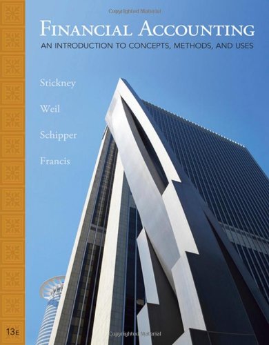 Financial Accounting An Introduction To Concepts Methods And Uses 13th Edition 13th Edition Clyde P Stickney