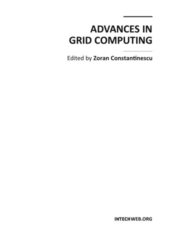 Advances In Grid Computing Zoran Constantinescu