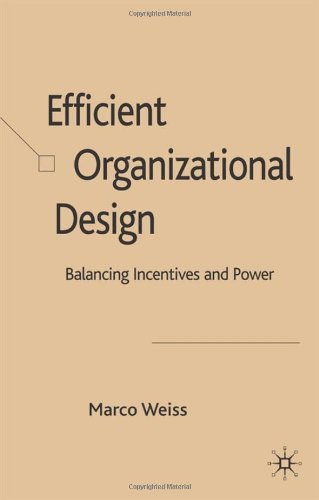 Efficient Organizational Design Balancing Incentives And Power First Edition Marco Weiss