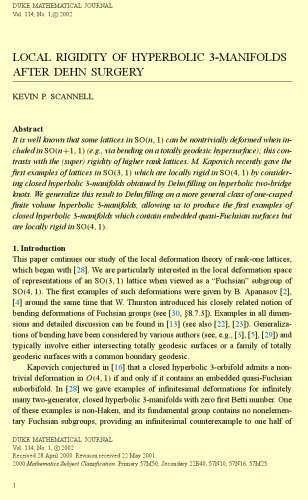Duke Mathematical Journal Volume 114 Jonathan Wahl Academic Editor