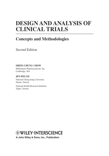 Design And Analysis Of Clinical Trials Concepts And Methodologies Sheinchung Chow