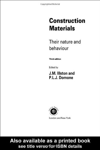 Construction Materials Their Nature And Behaviour 3rd Edition J M Illston