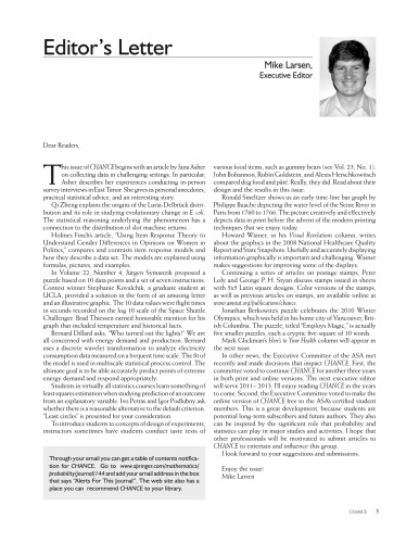 Chance Vol 23 No 2 2010 Issue 2 Mike Larsen Executive Editor