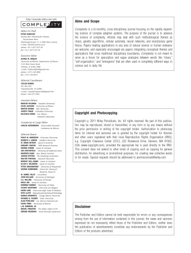 Complexity Volume 16 Issue 5 May June 2011 Peter Schuster