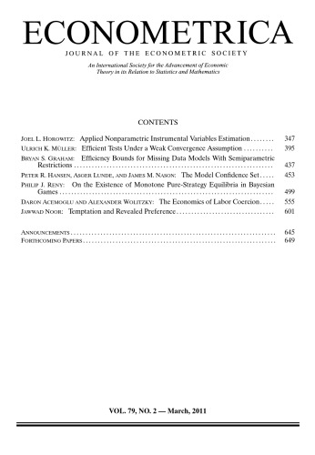 Econometrica 2011 Vol 79 N2 Stephen Morris