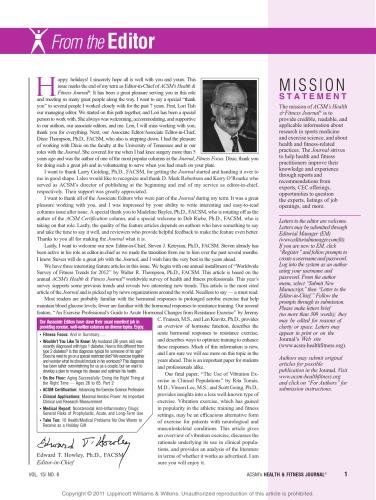 Acsms Health Fitness Journal Issue 15 Volume 6 November December 2011 American College Of Sports Medicine