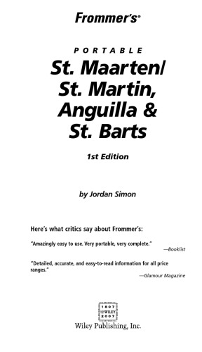 Frommers Portable St Maarten St Martin Anguilla St Barts Jordan S Simon