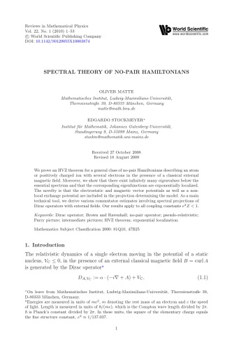Reviews In Mathematical Physics Volume 22 H Araki V Bach