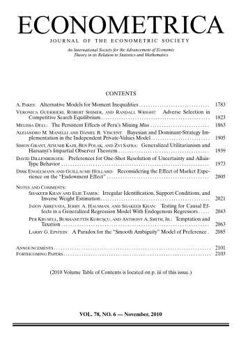 Econometrica 2010 Vol 78 N6 Stephen Morris