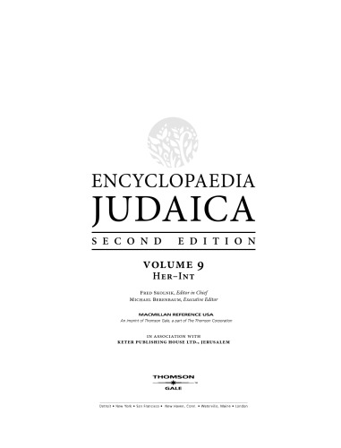 Encyclopaedia Judaica Volume 9 2nd Edition 2006 Fred Skolnik