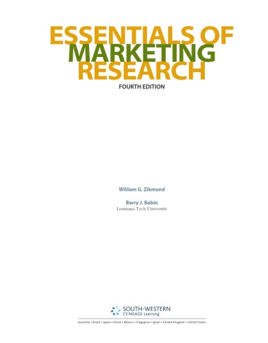 Essentials Of Marketing Research Fourth Edition 4th Edition William G Zikmund