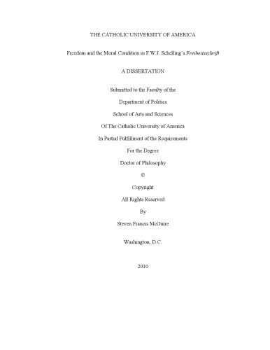 Freedom And The Moral Condition In F W J Schellings Freiheitsschrift Steven Francis Mcguire