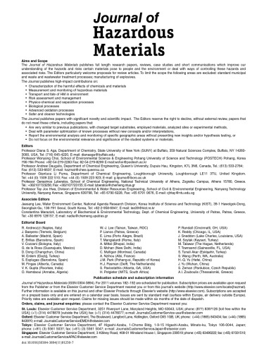 Journal Of Hazardous Materials Volume 195 D Aga W Choi A Daugulis