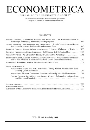 Econometrica 2009 Vol 77 N4 Stephen Morris