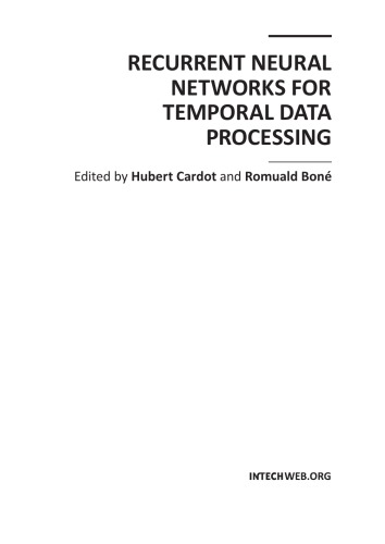 Recurrent Neural Networks For Temporal Data Processing Hubert Cardot And Romuald Bon