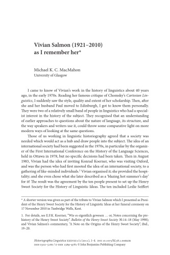 Historiographia Linguistica Vol 38 No 12 Efk Koerner Editor