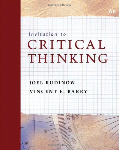 Invitation To Critical Thinking Sixth Edition 6th Joel Rudinow