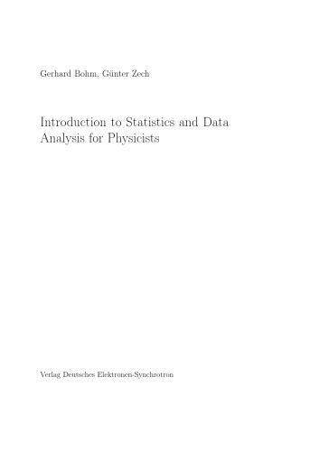 Introduction To Statistics And Data Analysis For Physicists Gerhard Bohm